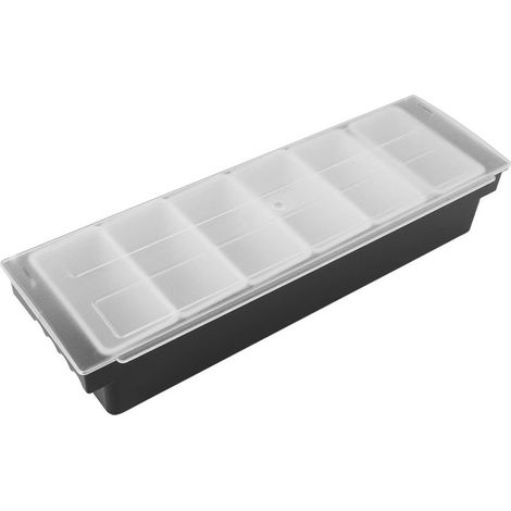 Boîte à épices de cuisine avec couvercle, compartiments multiples, pour sel, sucre, noix, bonbons, fruits secs, noire, 6 compartiments (1/5)