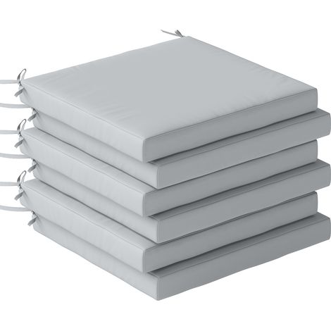 Outdoor Seat Cushions, Set of 6 Washable, 46 x 42 x 7 cm, Light Grey (1/5)