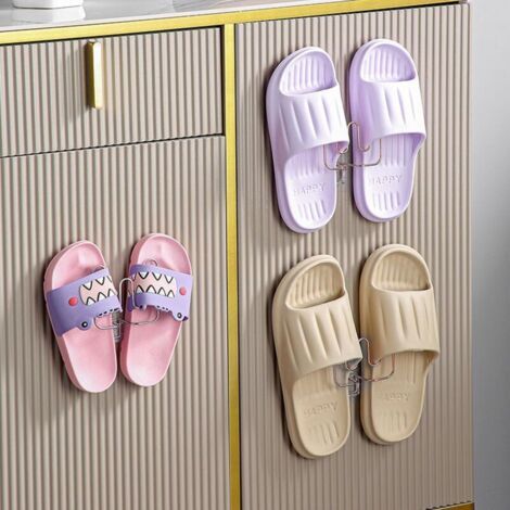 Range Chaussures Mural, Etagere Chaussures pour Pantoufles, Range Chaussures Suspendu Multifonctionnel, Porte Chaussure Sans Perçage, étagère à Chaussures Acier Inoxydable, Porte Chaussure