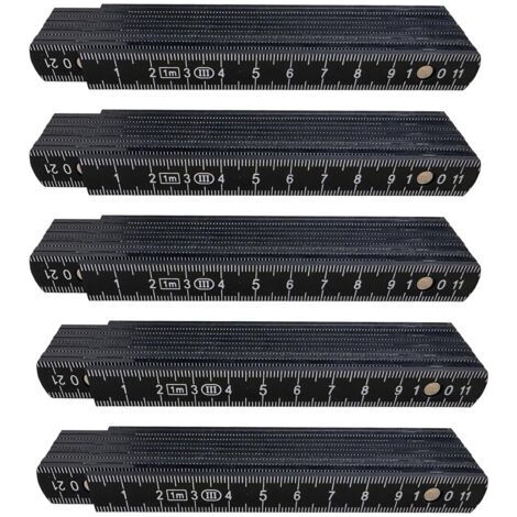 Lot de 5 règles pliables en plastique, 1 m de long, incassables, noires, idéales pour le bricolage, la maison, les loisirs et l'atelier. (1/5)