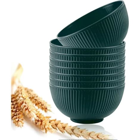 (8 pièces, vert foncé) Bols en plastique résistant aux chocs, bols de table, saladiers, bols à soupe professionnels, bols à nouilles, bols à riz (1/5)