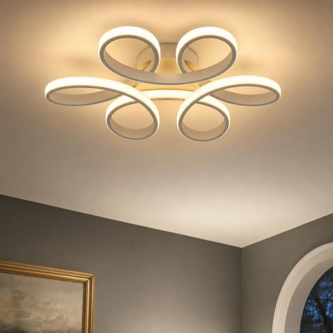 Lampada da soffitto a LED, lampada da soggiorno a forma di fiore, color sabbia, in metallo, lunghezza 40 cm (1/5)