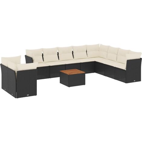 Maison Exclusive - Set de sofás de jardín 11 pzas y cojines ratán (1/5)