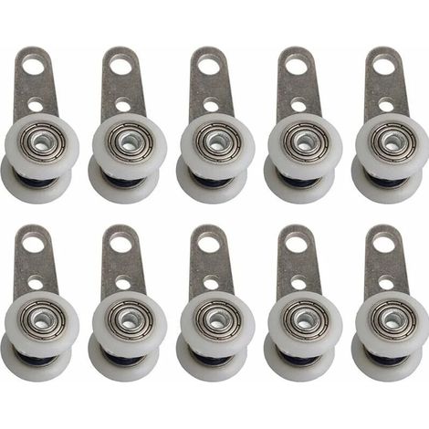 Lot De 10 Roulettes Pour Baies Vitrées Ou Portes Coulissantes - En Métal Et En Plastique - 4,5 X 1,9 Cm (1/5)