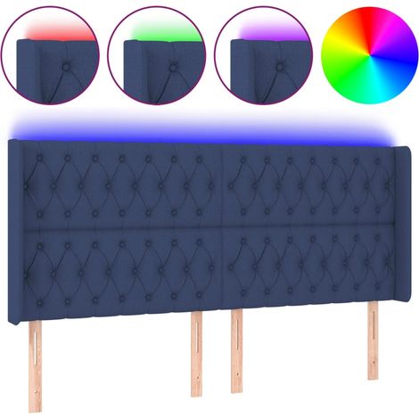 Tête de lit,Panneau décoratif à LED Bleu 203x16x118/128 cm Tissu CFW3751972 (1/5)