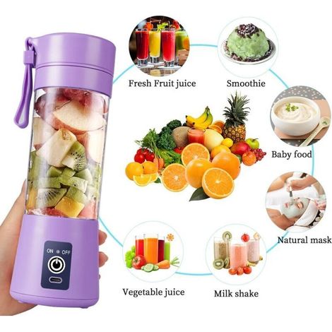 Tragbarer Entsafter-Mixer, elektrischer USB-Mini-Tragmixer für Shakes und Smoothies, 380 ml Saftmixer mit dry Klingen, ideal for Mixen (1/4)