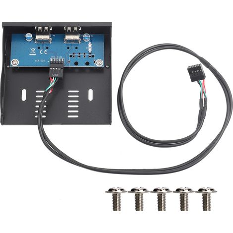Panneau avant de lecteur de disquette USB 2.0 2 ports 9 broches avec fil en cuivre étamé 3,5 pouces (1/5)