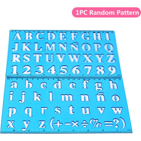 Règle de dessin en plastique Alphabet et chiffres, modèle creux, pochoir, outil d'apprentissage pour enfants étudiants, fournitures scolaires et de bureau (1/5)