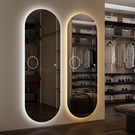 Oval Standspiegel 160x60 cm Ganzkörperspiegel mit Beleuchtung Ovaler Spiegel mit Beleuchtung für Ankleidezimmer, Schlafzimmer, Wohnzimmer, Friseursalon