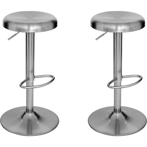 Lot de 2 Tabourets de Bar Ajustables "Ilsa" 75cm Argent (1/4)