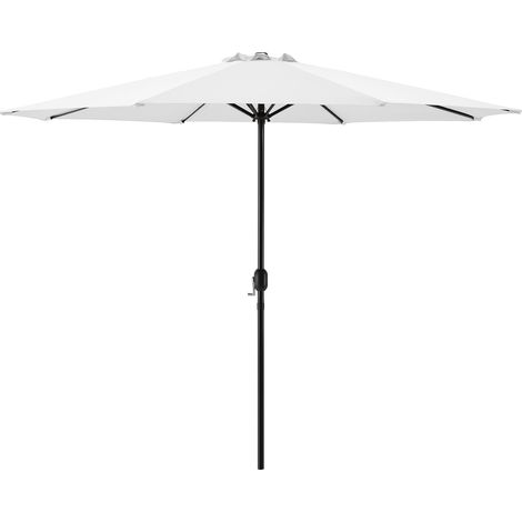 Parasol de jardin solide résistant au rayonnement UV imperméable polyester acier 300 blanc (1/4)