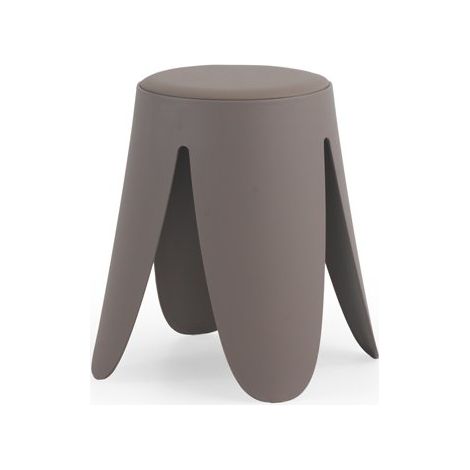 Set aus 4 niedrigen Polypropylen-Hockern mit Sitzfläche aus Kunstleder, orangefarben (1/5)