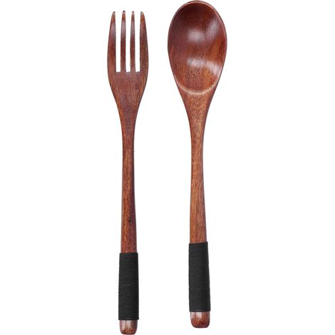 Ensemble de couverts style japonais - Cuillère, fourchette et cuillère à soupe en bois - Ustensiles de cuisine