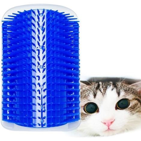 Brosse pour Chat - Auto-massage - Plastique - Couleur Bleu - 12.5 cm x 8.5 cm (1/4)