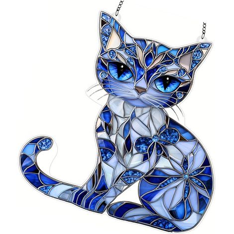 Decorazione a forma di gattino in acrilico con catenella - 381 20x20x0,2 cm