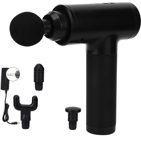 Pistolet de massage 6 vitesses rechargeable sans fil, soulage douleurs musculaires et fatigue, masseur noir, fiche UE 100-240V (1/5)