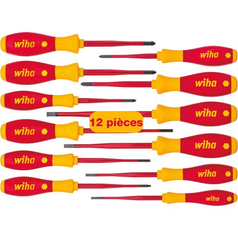 Wiha Jeu de tournevis SoftFinish® electric slimFix mélangé 12 pcs (41003)
