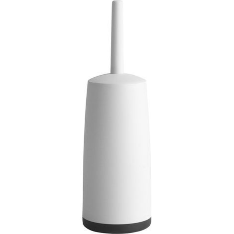 Toilet brush holder, freestanding toilet brush, 360° soft bristle toilet brush with no blind spots, white (1/5)