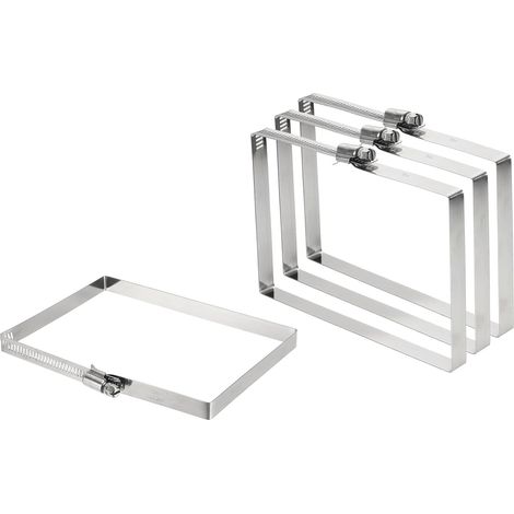 Juego de 4 bridas rectangulares de acero inoxidable 304, ajustables, de 15 x 10 cm, bridas cuadradas para conductos, soportes de cables y sistemas de proyectos de puentes. (1/5)