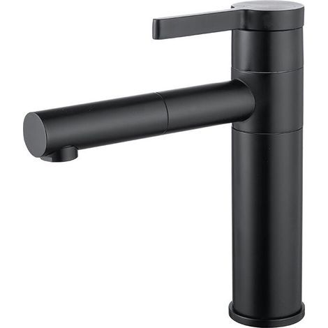 Bathroom Sink Faucets 360 Rotation Spout Basin Mixer Tap Hot and Cold Water Taps, Black
