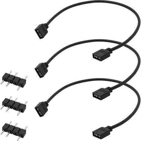 3 Câbles d'Extension ARGB 5V 30 cm, Adaptateur Ventilateur PC RGB Adressable 3 Broches, Cuivre, Hub Ventilateur ARGB Compatible Carte Mère, Éclairage Gaming (1/5)