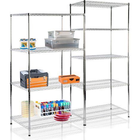 Étagère pour charge lourde Meuble de rangement Himalaya Chromé 4 Étages 200 x 90 x 60 cm  Charge Max : 750 kg