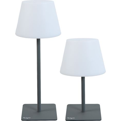 LAMPADA LED K-LIGHT DUE IN UNO DA TAVOLO RICARICABILE DI COLORE GRIGIO IN ACCIAIO E PE 15x15x38/24 H cm (1/2)
