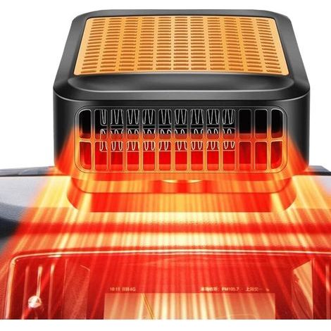 1 chauffage portable 12v, 200w, base rotative 360°, dégivreur pare-brise, véhicule, camping-car (1/5)