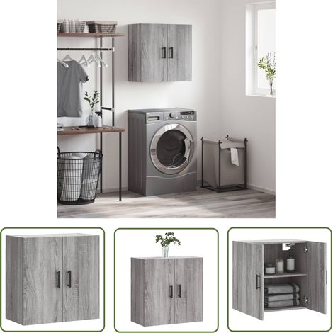 The Living Store Armoire murale sonoma gris 60x31x60 cm bois d'ingénierie - Armoire Murale - Meuble Rangement - Étagère Murale - Rangement Mural - Meubles Salon (1/5)