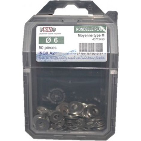 Rondelle plate large (L) NFE 25513 Inox A2 Coque de 50 pièces - 8 mm - BIVI