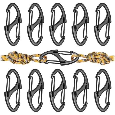 10 Pièces Mousquetons INOX Antivol, Mousqueton Métal Mini flèche S Forme, Clips avec Boucle en Métal à Double Ressort (1/5)