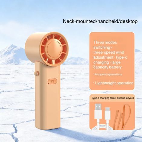 Ventilateur Turbine Portable Rechargeable, Ventilateur à Main Silencieux 3 Vitesses(Orange)