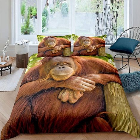 Bettwäsche Set 155x220cm mit 3D Gorilla Motiv für Kinder & Erwachsene