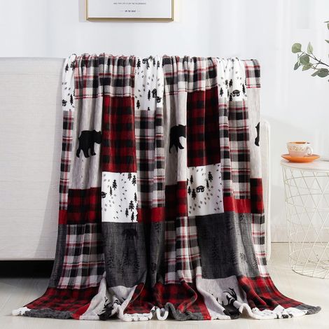 Plaid - Microfleece - Imprimé Noël - 127 x 152 cm - Pour Canapé Lit ou Décoration Intérieure - 1 Pièce (1/5)