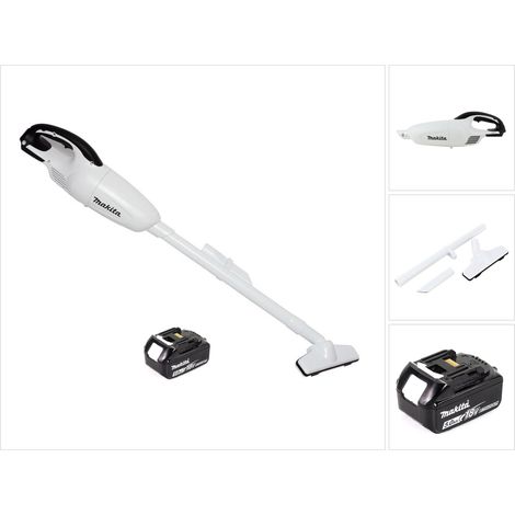 Aspirador sin cable Makita DCL 180 T1 W 18 V blanco + 1x batería recargable 5,0 Ah - sin cargador