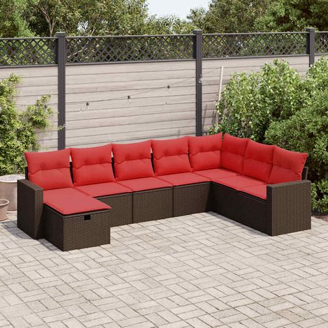Set sofás de jardín 8 piezas y cojines ratán sintético marrón vidaXL (1/5)