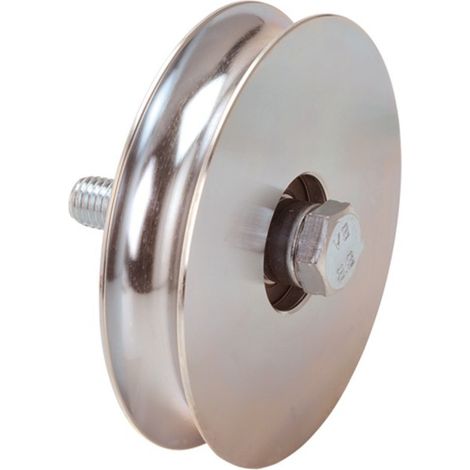 Metalideal  Roue simple gorge ronde en Inox - Pour rail 20 mm - Diamètre 120 mm (1/5)