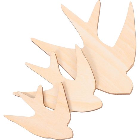 Décoration Murale en Bois 3pcs Ornements Suspendus D'oiseaux Hirondelles, Décoration Polyvalente et Installation Facile pour Chambre et Maison (1/5)