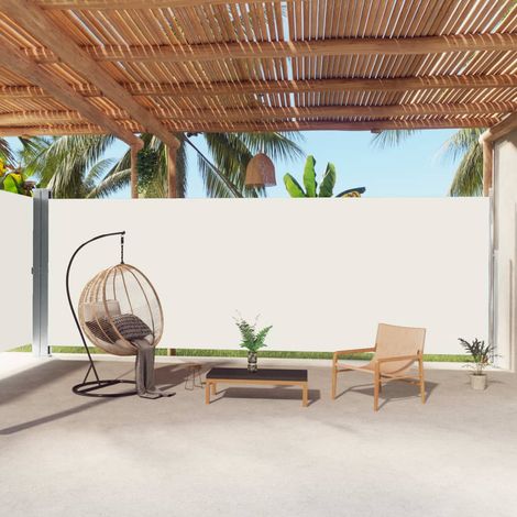 Auvent latéral rétractable Paravent extérieur Brise Vue Rétractable pour Jardin, Balcon, terrasse Crème 220x1000 cm NDTN5513101 (1/5)