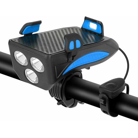 en 1 Phare De Vélo Vélo Avant La Lumière Avant, Vélo À l'avant À l'avant Haut Brillant avec Porte-téléphone en Corne pour Aller À Vélo La Nuit (capacité De La Batterie: 2000/4000 MAH) (1/5)