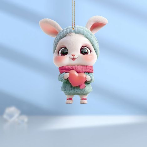 Ornement Accroche - Lapin De Pâques - Acrylique Plat Imprimé 2D - Pour Fenêtre Maison Rétroviseur Voiture Sac À Dos Porte-Clés - 8 cm - 1 Pièce (1/5)