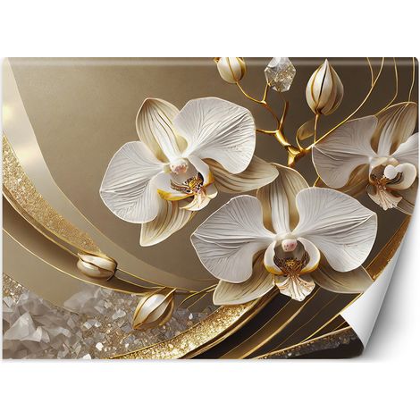 Papier peint Fleur d'orchidée dorée 3D 450x315 (1/5)