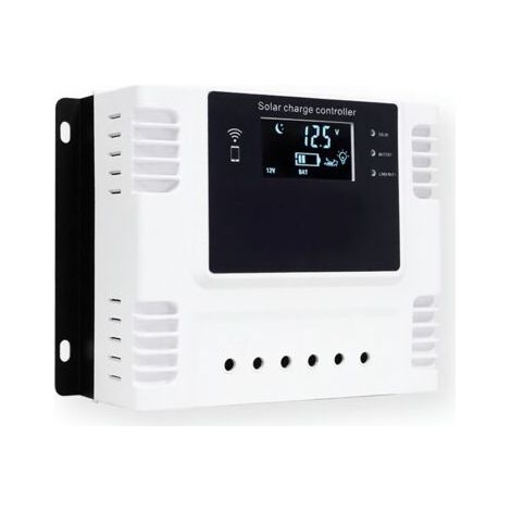 Contrôleur charge solaire PWM intelligent 12/24V  Appli mobile et surveillance temps réel  Écran LED  Compatible plomb-acide, LiFePO4, ternaire  Camping car et système solaire (1/5)