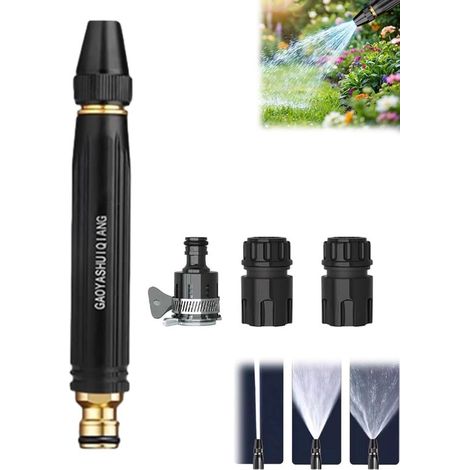 Lance haute pression pour tuyau d'arrosage, pulvérisateur réglable pour jardin, lavage de voiture, terrasse et extérieur, jet d'eau puissant, style 5 (1/5)