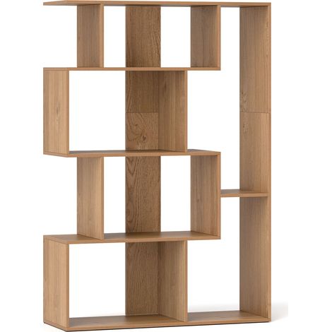 COSTWAY Open-back Geometric Bookshelf Home 6-Cube Large Bookcase-Natural (1/5)