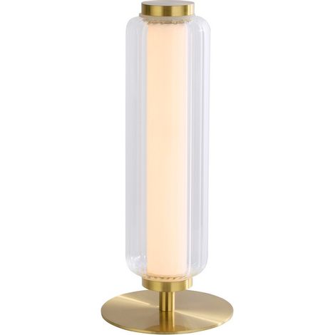 Searchlight Mod Lampada da tavolo a LED, metallo ottone satinato, acrilico opalino e trasparente (1/4)