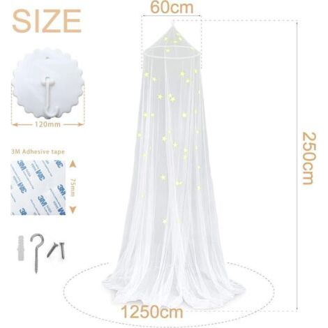 QORVA-Dôme Moustiquaire,Moustiquaire de Lits Simples/Doubles,Moustiquaire Ciels de lit,moustiquaire de lit enfant,Moustiquaire Lit à Baldaquin,Grande dôme Moustiquaire lit(60 x250 x 1250 cm)-Fei Yu