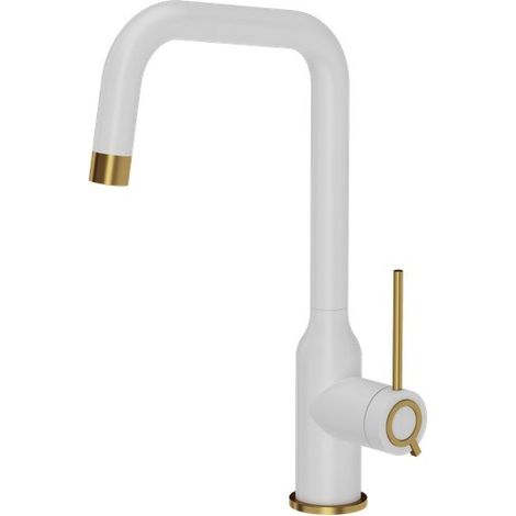 Quadron Natalie grifo de cocina blanco mate oro elegante