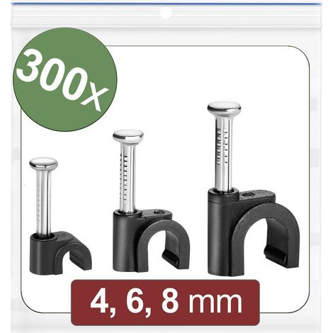 Quadrios 24CA435 Chiodino fissacavo 24CA435 Intervallo Ø fascio 2 fino a 8 mm Nero 300 pz.