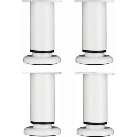 ZVD 4 Pièces Pieds de Meubles Réglables 12cm Blanc Jambe de Table Rond en Métal pour Canapé Armoire Lit avec Vis (1/4)